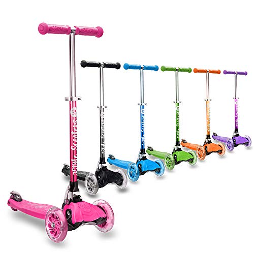 3StyleScooters® RGS-1 Monopattino per Bambini a 3 Ruote - Perfetto dai 3 Anni in su, Ruote Lampeggianti LED, Design Pieghevole e Leggero, Manubrio Regolabile (Rosa)