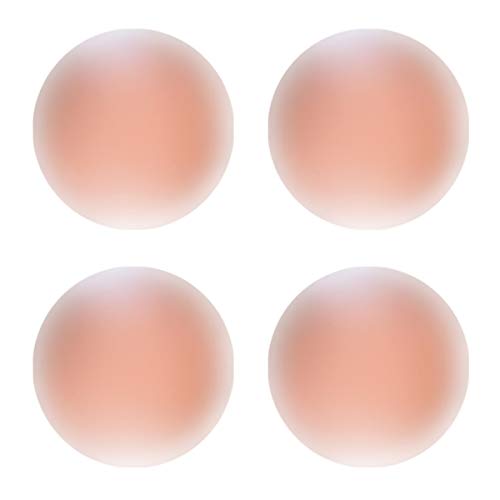 NATUCE Copri Capezzoli in Silicone, 2 Paia Copricapezzoli da Donna Riutilizzabile Adesivi Nipplé Lifting Seno Reggiseno Copri Capezzolo (Tondo)