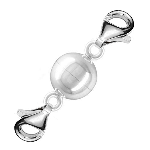 My-Bead Chiusura a moschettone magnetico doppia 30mm Argento 925 per collane e bracciali di perle Qualità da gioielliere DIY