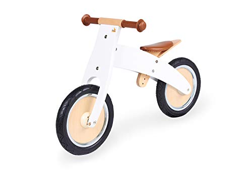 Pinolino Johann - Bicicletta senza pedali in legno, pneumatici sbalordibili, convertibile da chopper a bici, per bambini dai 2 anni in su, laccato bianco