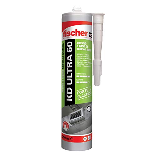 Fischer KD ULTRA 60 bianco, Sigillante Extra forte colla ad alto potere adesivo e buona elasticità, 545169