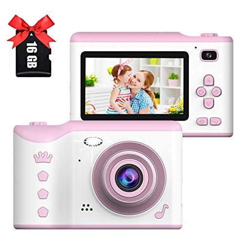 Macchina Fotografica per Bambini Fotocamera Digitale Portatile Selfie con Scheda SD 16GB, 2,8 Pollici LCD Mini Videocamera per Bambine Regalo per 3-12 Anni Ragazzo e Ragazza (C4-rosa）