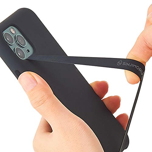 Sinjimoru - Cinturino Elastico in Silicone per Telefono, Sottile, per iPhone, Cinturino Sicuro Come Supporto per Telefono Cellulare, Sinji Loop - Nero