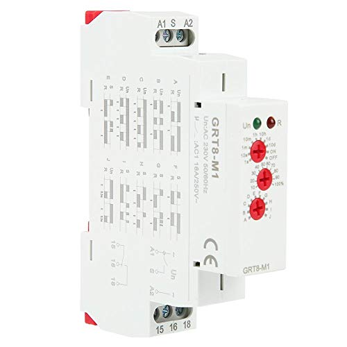 Interruttore di ritardo temporizzato AC 220V GRT8-M1 Montaggio su guida DIN multifunzione 10 Funzioni Indicatori LED per apparecchiature industriali