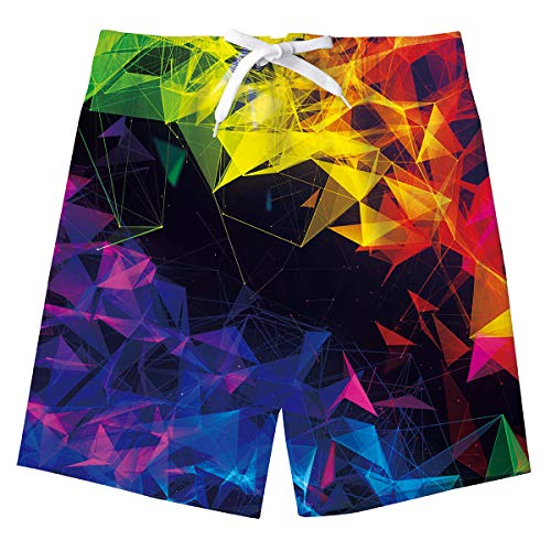 Spreadhoodie Bambini Geometria Shorts da Spiaggia da Vacanza Shorts da Spiaggia Stile Colorata Casual Hawaiana Pantaloncini da Bagno Pantaloncini da Bagno 10-12 Anni