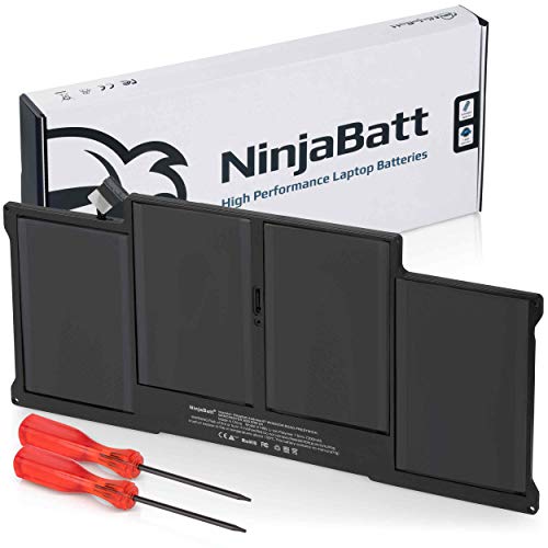 NinjaBatt Batteria per Apple MacBook Air 13 inch A1369 (Fine 2010 Mi-2011) A1466 (Mid-2012 Mid-2013 Inizio 2014 Fine 2015 2017) A1496 A1405 A1377 MJVE2LL/A - Capacité Supérieure - [7200mAh/55Wh/7.6V]