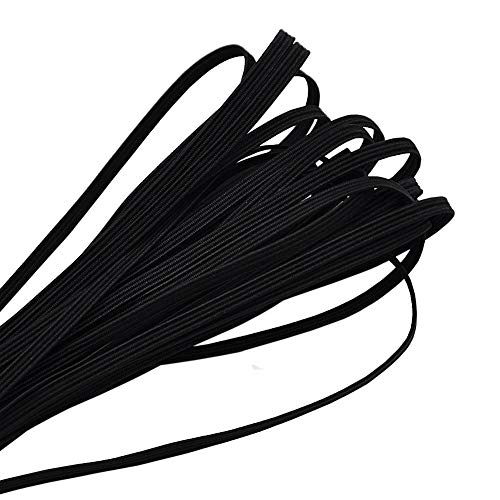 Elastico per Cucito, Cordoncino Elastico Piatto Cavo Elastico Nero per Cucito e Artigianato, Corda Elastica Bobina Elastica per Maglieria, 3mm, 9metri