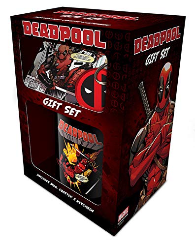 Deadpool- Marvel Cofanetto Cadeau-Mug, Coaster, Portachiavi, GP85207, Multicolor