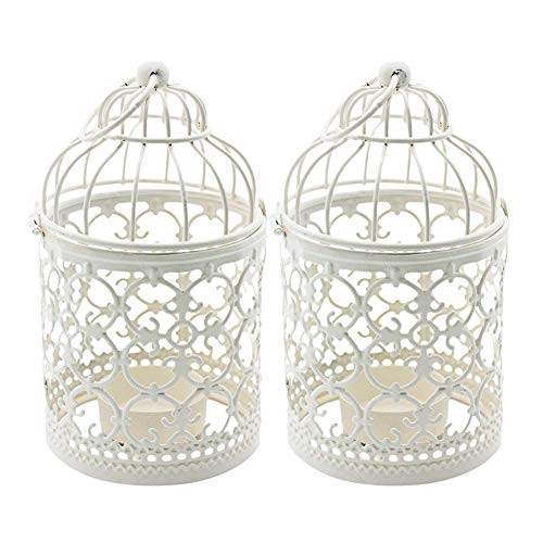 Ciaoed 2PCS Stile Gabbia Per Uccelli Modello Vuoto Portacandele in Ferro Creativo Intagliare Modello Candelabro Arti Per la Decorazione Della Festa Nuziale