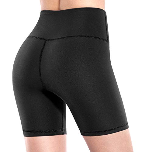 Promover Pantaloncini da yoga a vita alta per donne con tasche non trasparenti, pantaloni da corsa - Nero - M