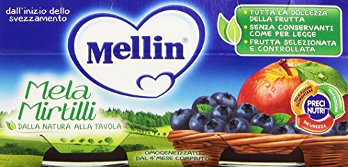 Mellin - Mela Mirtilli, Omogeneizzato per l'Infanzia, Pacco da  2X100 g, totale: 200 g