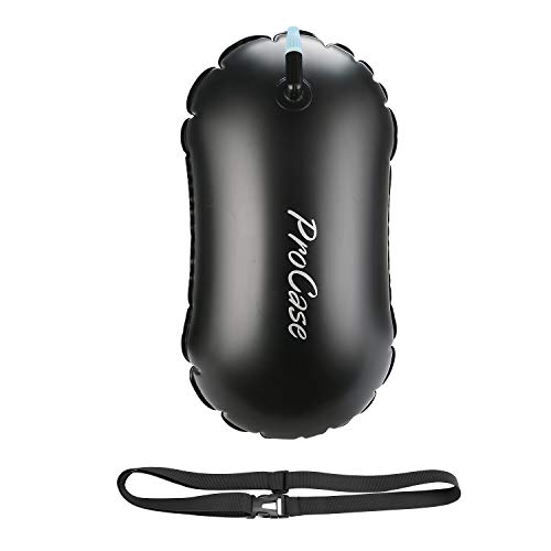 ProCase Nuoto Boa, Molto Visibile Boa di Sicurezza Ultraleggera Della Nuotata Tow Float con Cintura Regolabile per Nuotatori in Mare Aperto Triatleti Canoeist Snorkelers -Nero