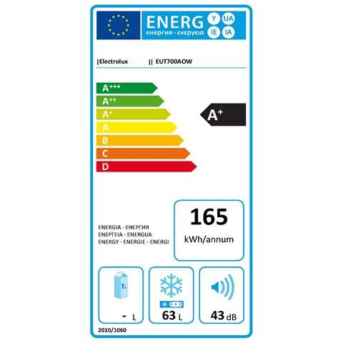 ELECTROLUX Congelatore Verticale EUT700AOW Classe A+ Capacità Lorda/Netta 70/63 Litri Colore Bianco