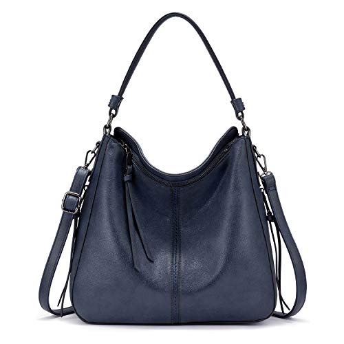 Realer Borsa a Mano Elegante Donna Borsa a Tracolla Spalla Grande Pelle Progettista Borse Tote Blu Scuro