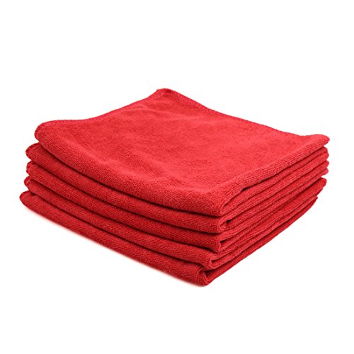 sourcingmap 5pz 40 x 40cm 300gsm casa in microfibra asciugamano auto Lavaggio Asciugatura panno rosso