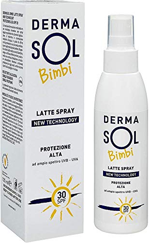 Dermasol Bimbi, Latte Spray Protezione Alta per Bambini SPF 30 ai Fiori d'Arancio,125 ml