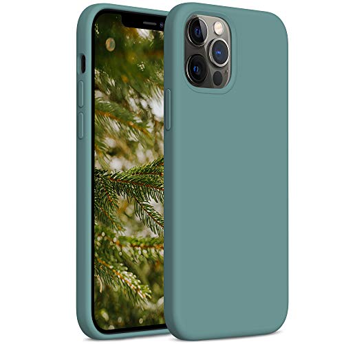 YATWIN Cover Compatibile con iPhone 12 PRO Max 6,7'', Custodia per iPhone 12 PRO Max Silicone Liquido, Protezione Completa del Corpo con Fodera in Microfibra, Verde Pino