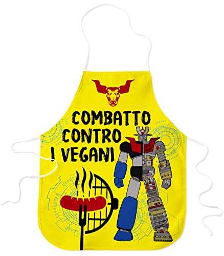 STAMPATEK Grembiule Divertente Barbecue Combatto Contro i Vegani Cucina Grigliare Grembiuli Idea Regalo BBQ