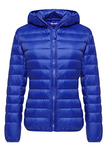 Wantdo Giacca Piumino Trapuntato Caldo Giubbotto Imbottito Invernale Giacca da Esterno Outdoor Cappotto Casual Mezza Stagione Donna Blu Zaffiro XS