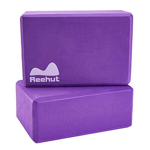 REEHUT Blocco Yoga(2 Pezzi), Mattoni Block Yoga in Schiuma Eva ad Alta densità, Ecologico e Leggero, Anti-umidità e Senza Odore, Ideale per Yoga, Pilates e Stretching ECC. - Viola, 2 Pezzi