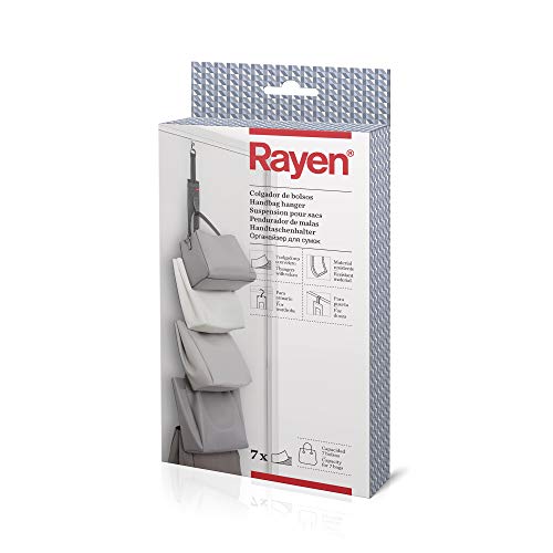 Rayen 2067.11 Attaccapanni per borsette per Porte e armadi con 7 Ganci di Velcro, Polyester, Grigio Scuro, 95x7,5 cm