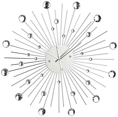 Orologio da Parete in Metallo Stella di Cristallo Decorazione Casa 50 cm, Colore Argento, plastica