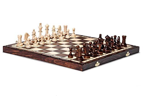 Set scacchi lavorato a mano da torneo 76 scacchiere in legno 39 cm x 39cm nuovissimo