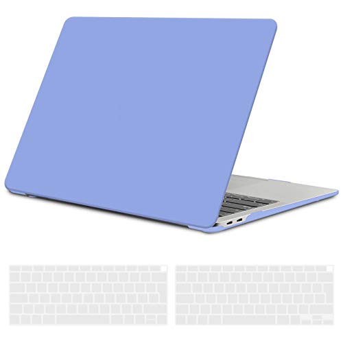 TECOOL Custodia MacBook Air 13 Pollici 2020 2019 2018 (Modello: A2337 M1/A2179/A1932), Plastica Case Cover Rigida Copertina con Copritastiera in Silicone per MacBook Air 13.3 Touch ID - serenità Blu