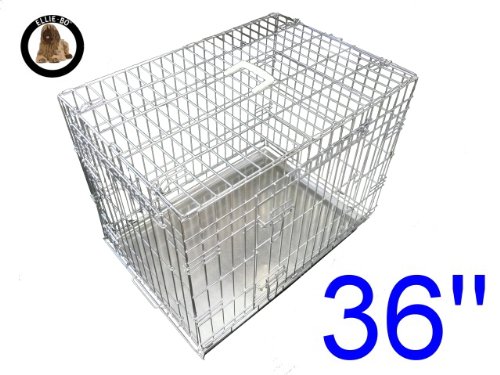 Ellie-Bo Cucciolo del Cane Gabbia Pieghevole Crate 2 Porta con Non-Chew Vassoio di Metallo di Grandi Dimensioni d'Argento da 36 Pollici