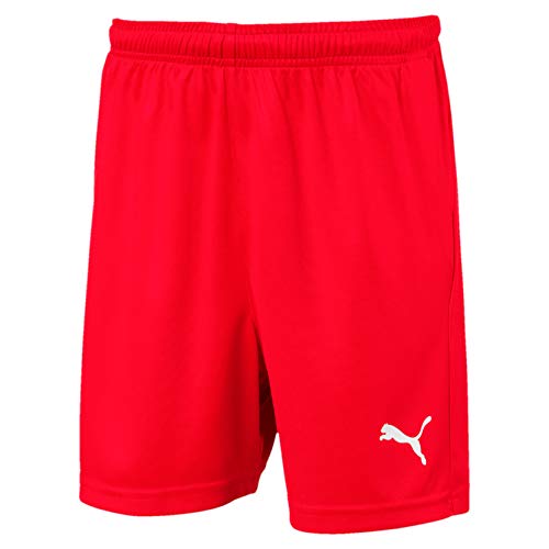 PUMA Liga Core Football Jr, Pantaloncini Unisex-Bambini, Rosso Red White, 164