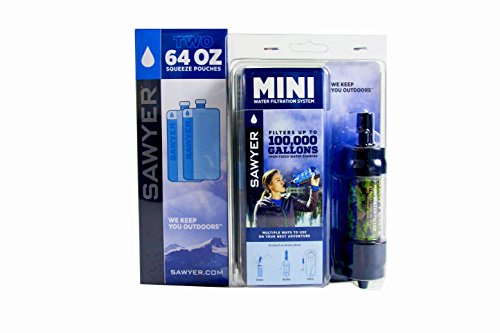 SAWYER Mini - Filtro acqua originale SPARSET con 3 sacchetti da 1 litro o 2 sacchetti da 2 litri, Sawyer Mini mimetico, 3 x 1 Liter