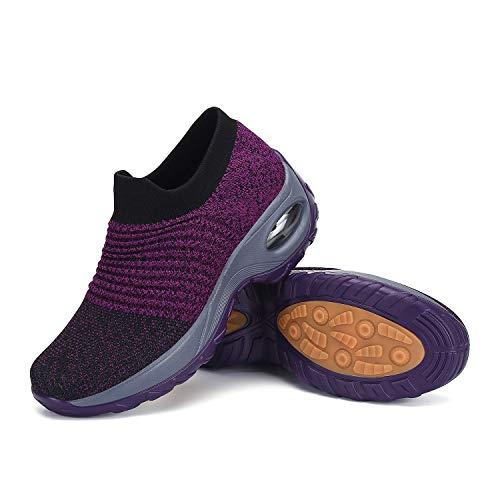 Scarpe da Sportive Donna Scarpette Ginnastica Fitness Femminili Air Traspirante Corsa Passeggio Gym Sneakers Viola, Gr.36 EU