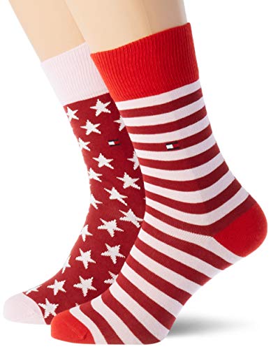 Tommy Hilfiger Th Kids Sock 2p Stars And Stripes calze, rosso rosso, 27/30 (Pacco da 2) Bambina