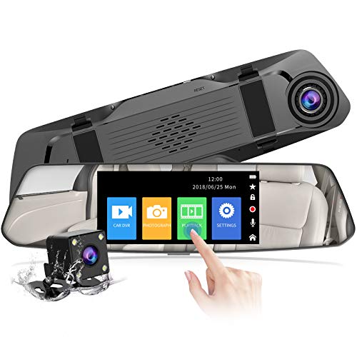 【2020 Nuova Versione】 CHORTAU Telecamera per Auto da 4,8 pollici Touchscreen Full HD 1080P Grandangolare, Telecamera Posteriore impermeabile, Dashcam con Sistema di Monitoraggio Inverso