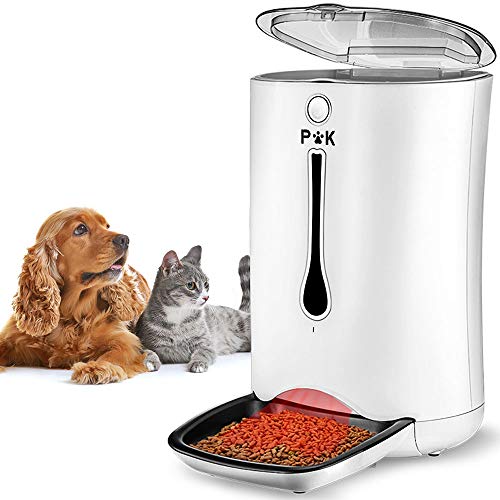 PUPPY KITTY 6.5L Alimentatore Distributore Automatico di Cibo per Cani Gatti Animali Domestici Display LCD, Porzione di Controllo Registrazione Vocale Timer Programmabile Fino a 4 pasti al Giorno