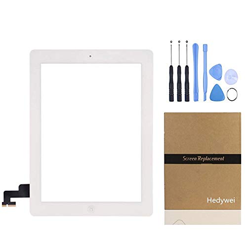 Hedywei per iPad 2 Touch Screen digitalizzatore Pannello Frontale di Riparazione con Pulsante Home, Strumenti e Adesivo Bianco