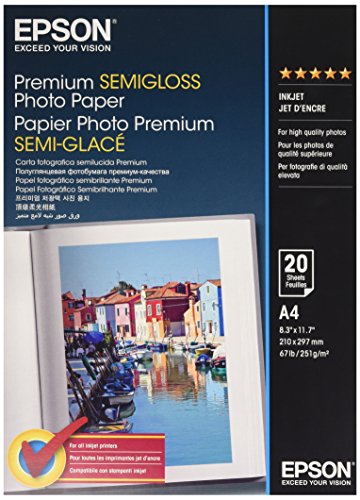 Epson C13S041332 PREM SEMI-GS Photopaper 20 A4 Carta fotografica