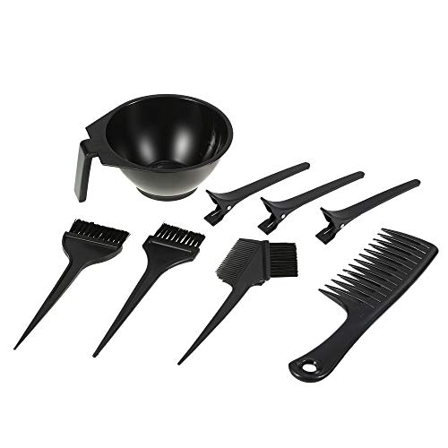 Anself 8pcs colorazione dei capelli salone tintura pennello pettine ciotola sezionando clip set nero strumento di parrucchiere