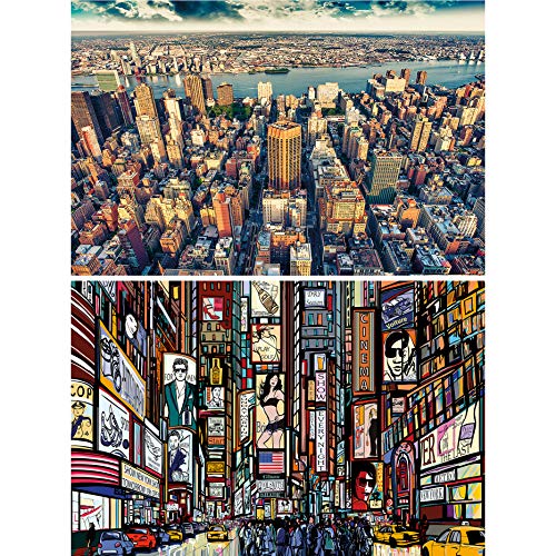 GREAT ART Set di 2 Poster XXL New York Decorazione murale Skyline e Illustrazione – America Grande Mela e Time Square in Stile Fumetto Carta da Parati Fotografica (140 x 100 cm)