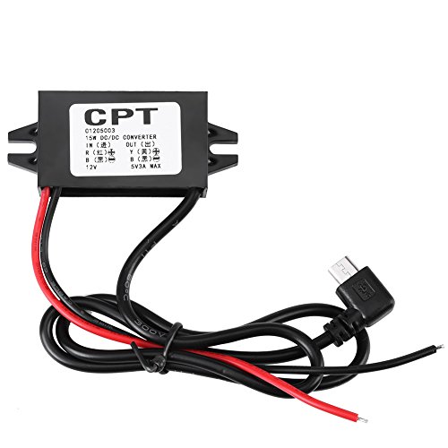 FTVOGUE Regolatore di tensione Trasformatore DC 12V a 5V 3A Caricabatterie maschio micro USB Regolatore per smartphone per auto