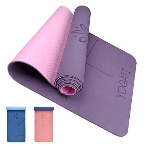 YOGATI - Tappetino Yoga Professionale. Tappetino Yoga Antiscivolo, Spesso e Ecologico. Tappetini Yoga con Allineamento. Tappeto Yoga con Tracolla, Perfetto per Palestra e Fitness – Yoga Mat