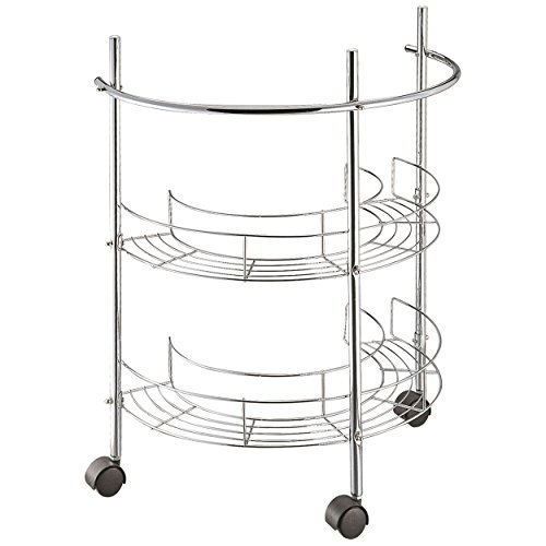 MSV 140308 - Scaffaletto sottolavabo a 2 ripiani, in acciaio Inox e plastica, 54,5 x 34 x 66,5 cm, Argento