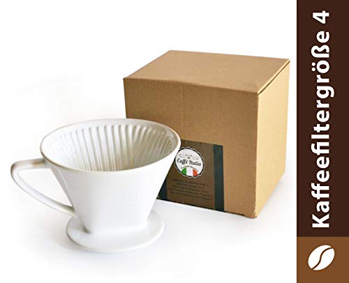 Caffé Italia Filtro per Caffè in Porcellana Riutilizzabile Misura 4 | Tazzina Filtrante per Caffè Tradizionale | Filtro Manuale Caffè in Ceramica Colore Bianco | Capacità 4 Tazze