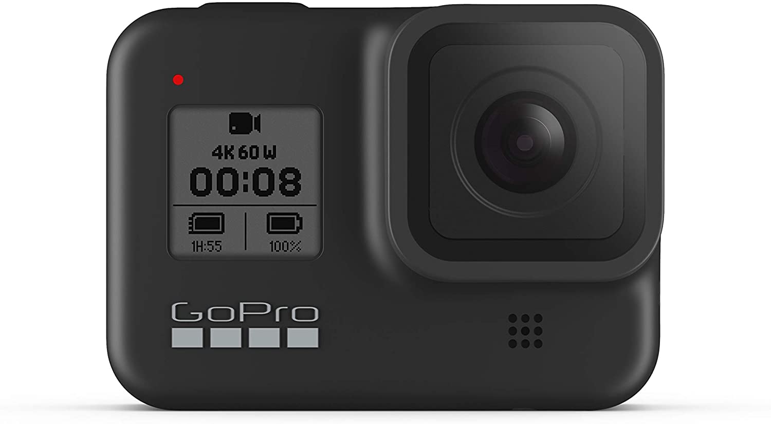 GoPro HERO8 Black - Fotocamera digitale impermeabile 4K con stabilizzazione ipersfondata, touch screen e controllo vocale - Streaming live HD, 12 MP