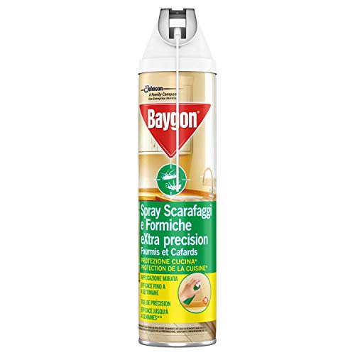 Baygon Spray con Cannuccia Extra Precision, Insetticida per la Cucina, Efficace contro gli Scarafaggi e Formiche, 1 Confezione da 400 ml