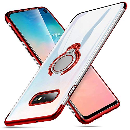 kadixini Cover Samsung Galaxy S10 Plus Ring 360°Regolabile Anello Magnetica Supporto Ring TPU Case Silicone Custodia Samsung Galaxy s10+ Rosso