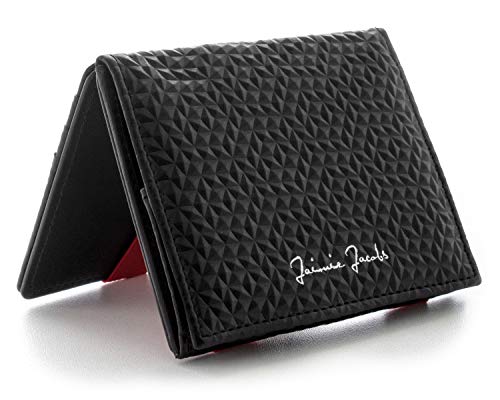 JAIMIE JACOBS Portafoglio Magico con scompartimento per monete e RFID-Blocker Magic Wallet Flap Boy - l'originale - di pelle da uomo (Diamante Nero e Rosso)