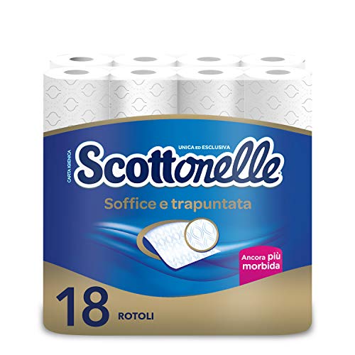 Scottex Scottonelle Carta Igienica Soffice e Trapuntata, Confezione da 18 Rotoli