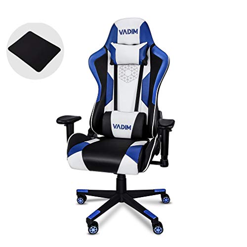 VADIM Sedie Gaming Ergonomica, Sedie da Ufficio Gamer Girevole, Poltrona per Computer Regolabile da Scrivania Poltrona Blu