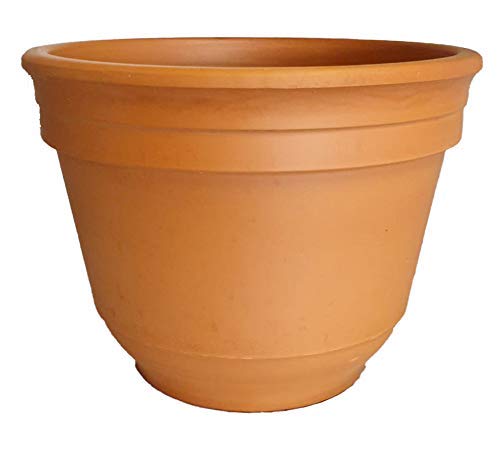 VASO BORDO IN TERRACOTTA PER PIANTE E FIORI; DIAMETRO CM. 50, ALTEZZA CM. 38. MADE IN ITALY GIARDINAGGIO